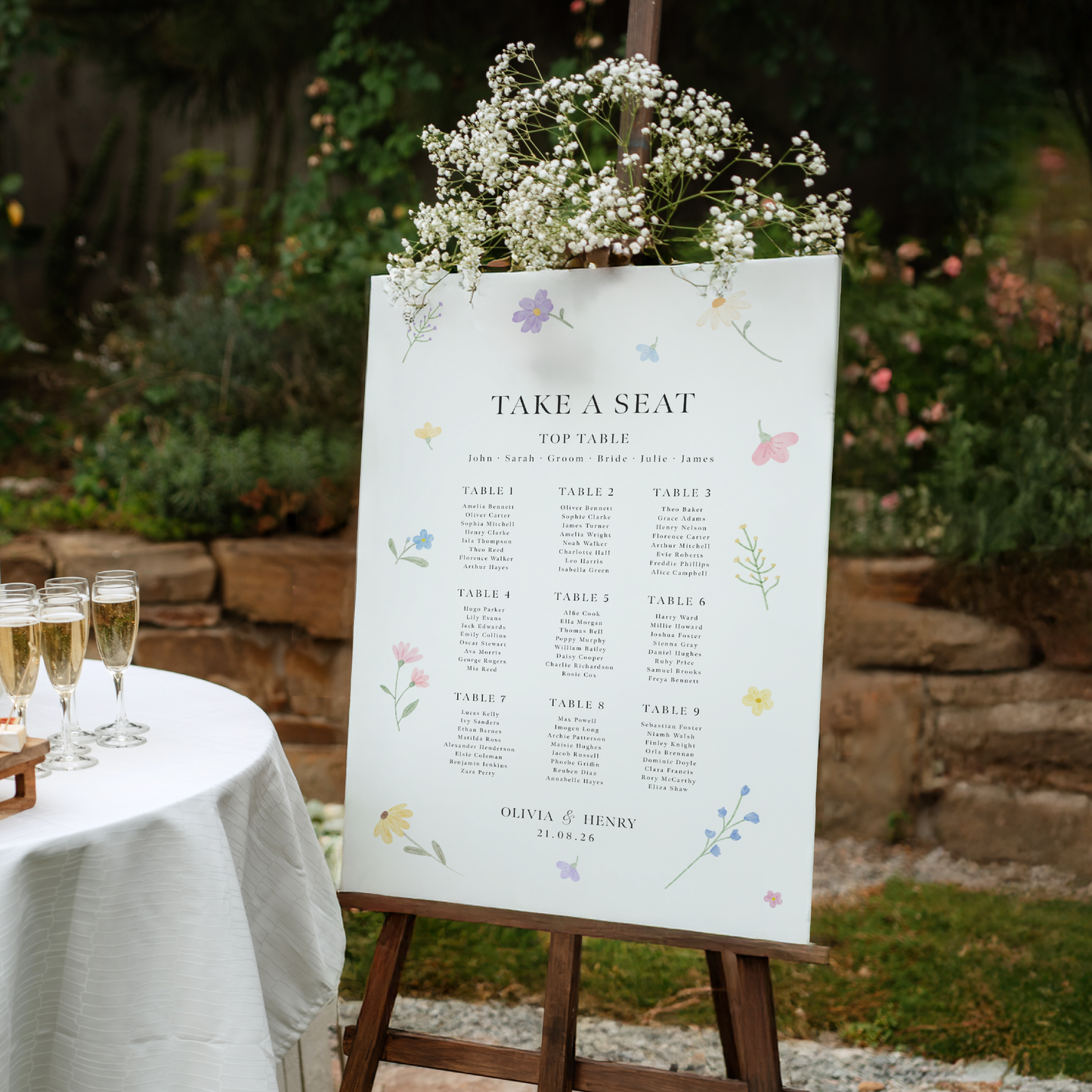 Wedding Seating Chart Sign - Wildflower Wedding Decor