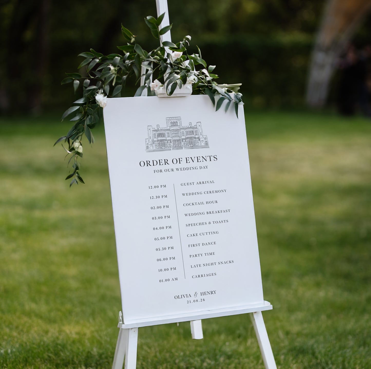Wedding Order Of The Day Sign - Venue Illustration