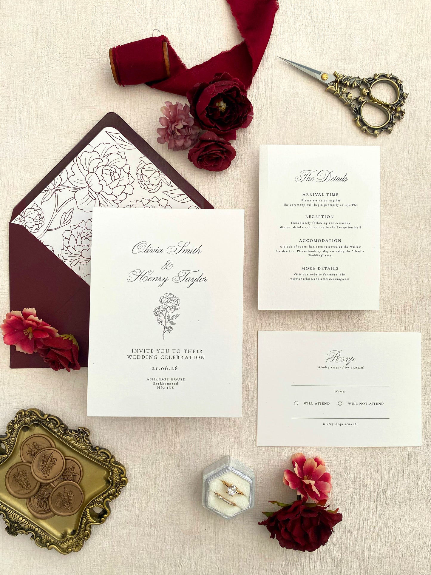 Elegant Wedding Invitation Suite - Adeline