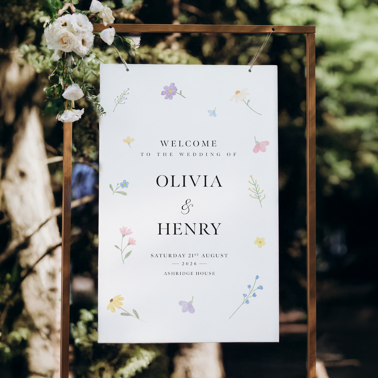 Wedding Welcome Sign Wildflower Wedding Decor