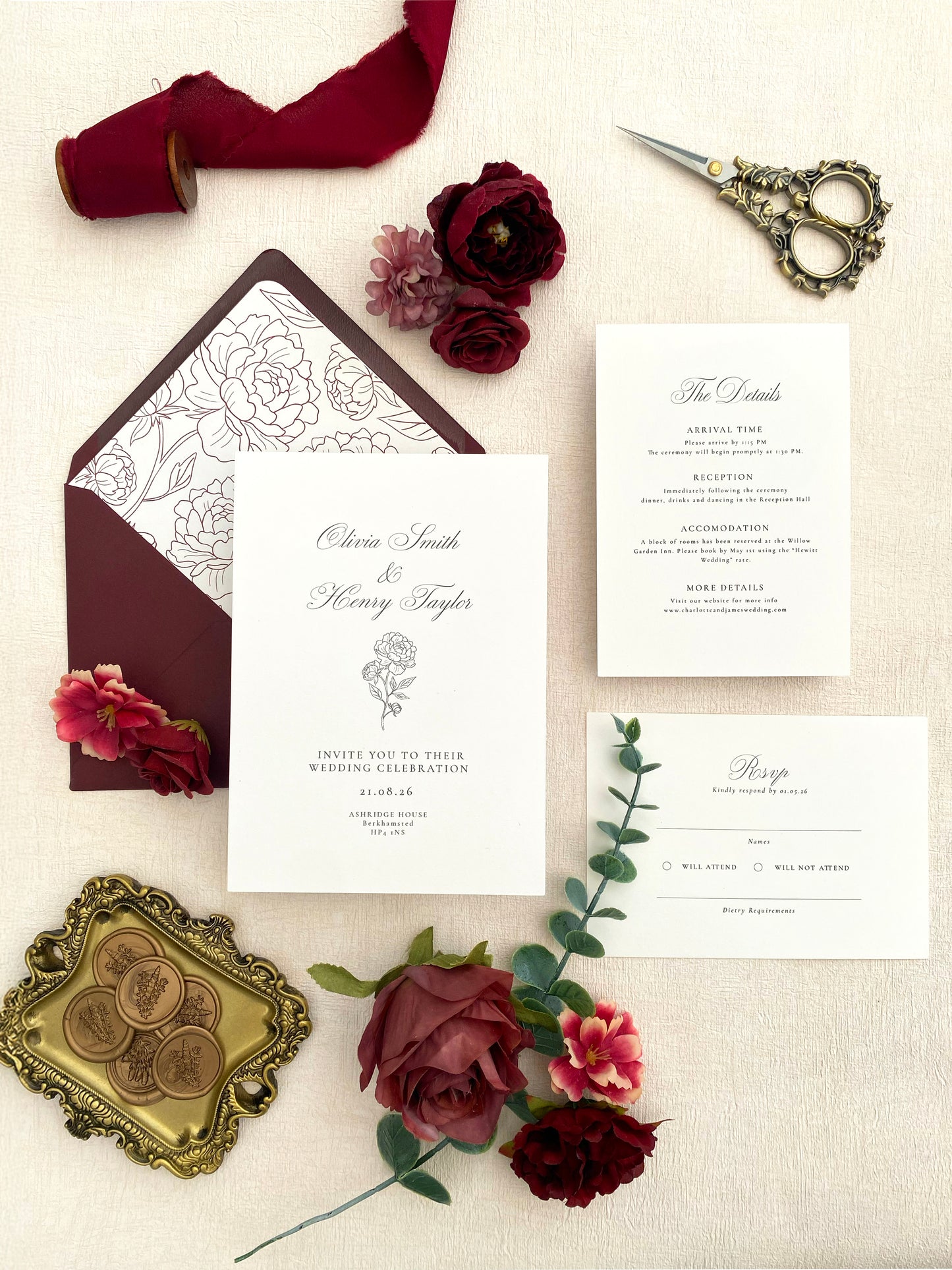Elegant Wedding Invitation Suite - Adeline