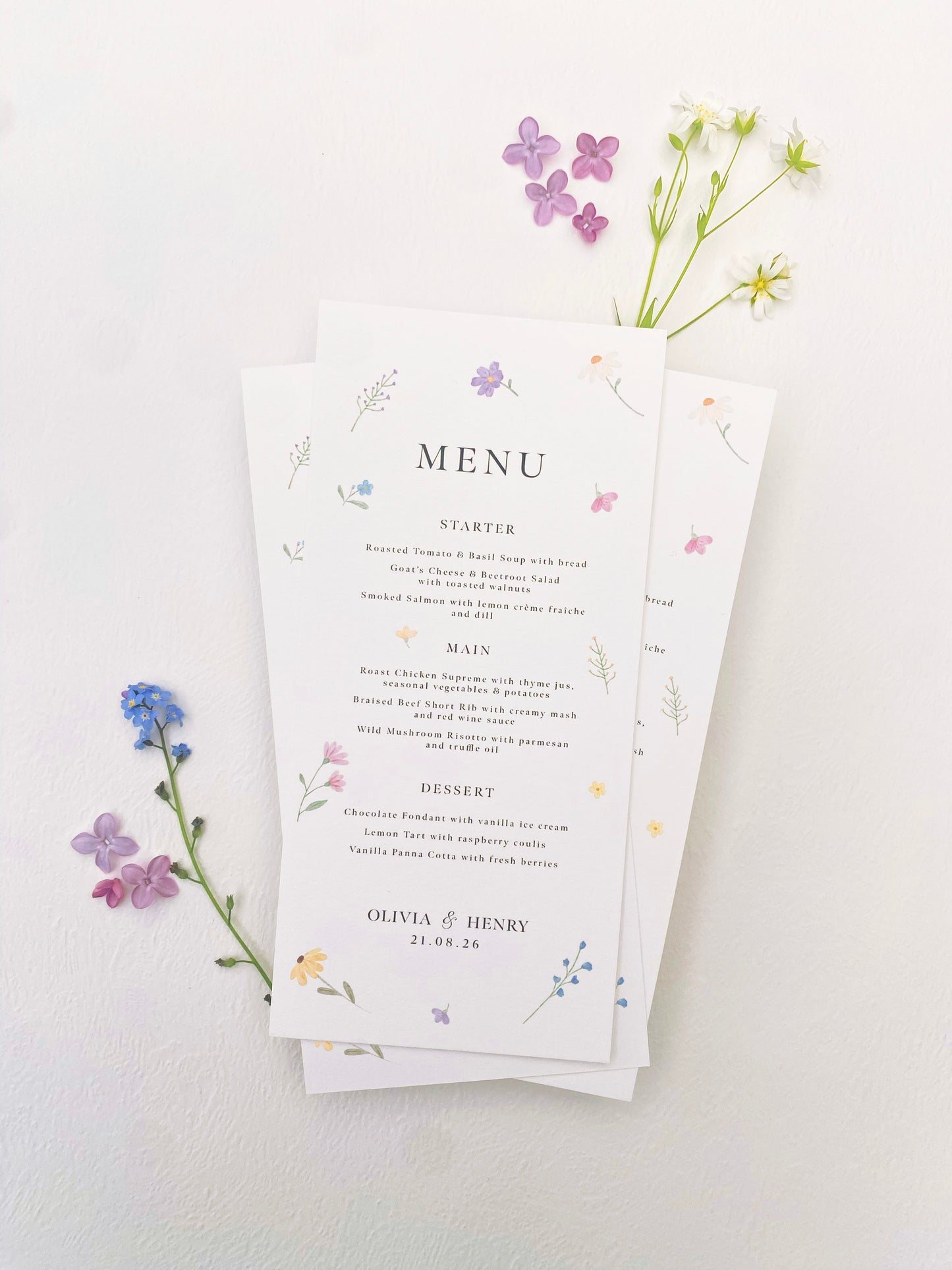 Wildflower Wedding Menu Cards