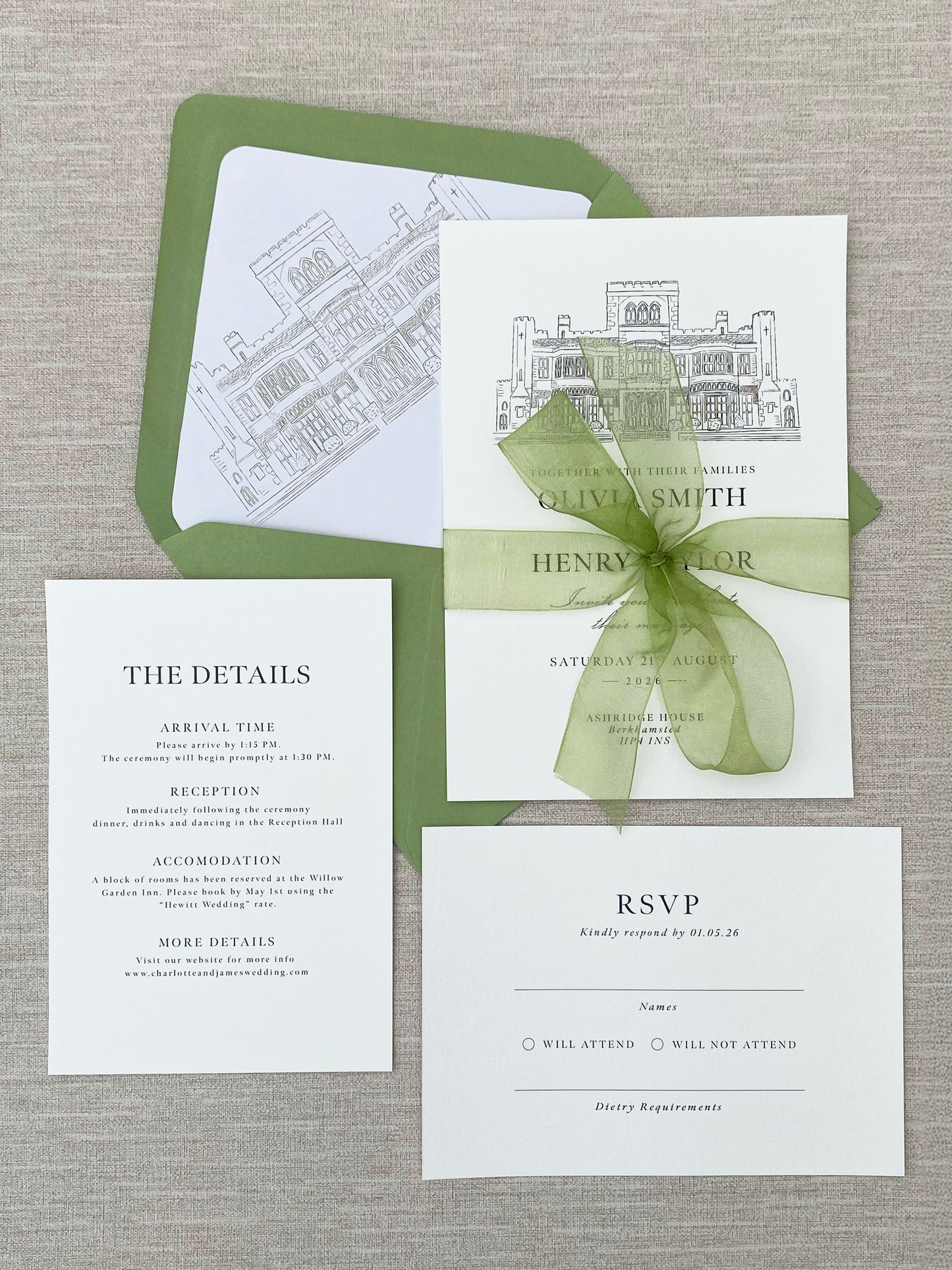 Wedding Venue Illustration Invitation Suite - Bella