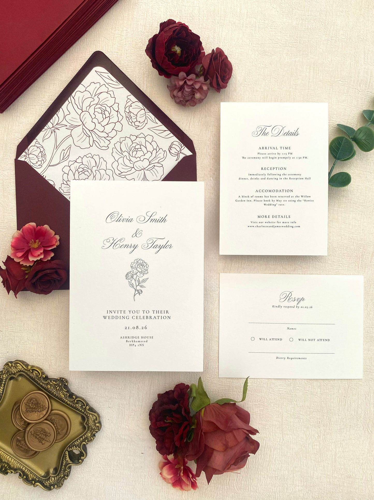 Elegant Wedding Invitation Suite - Adeline
