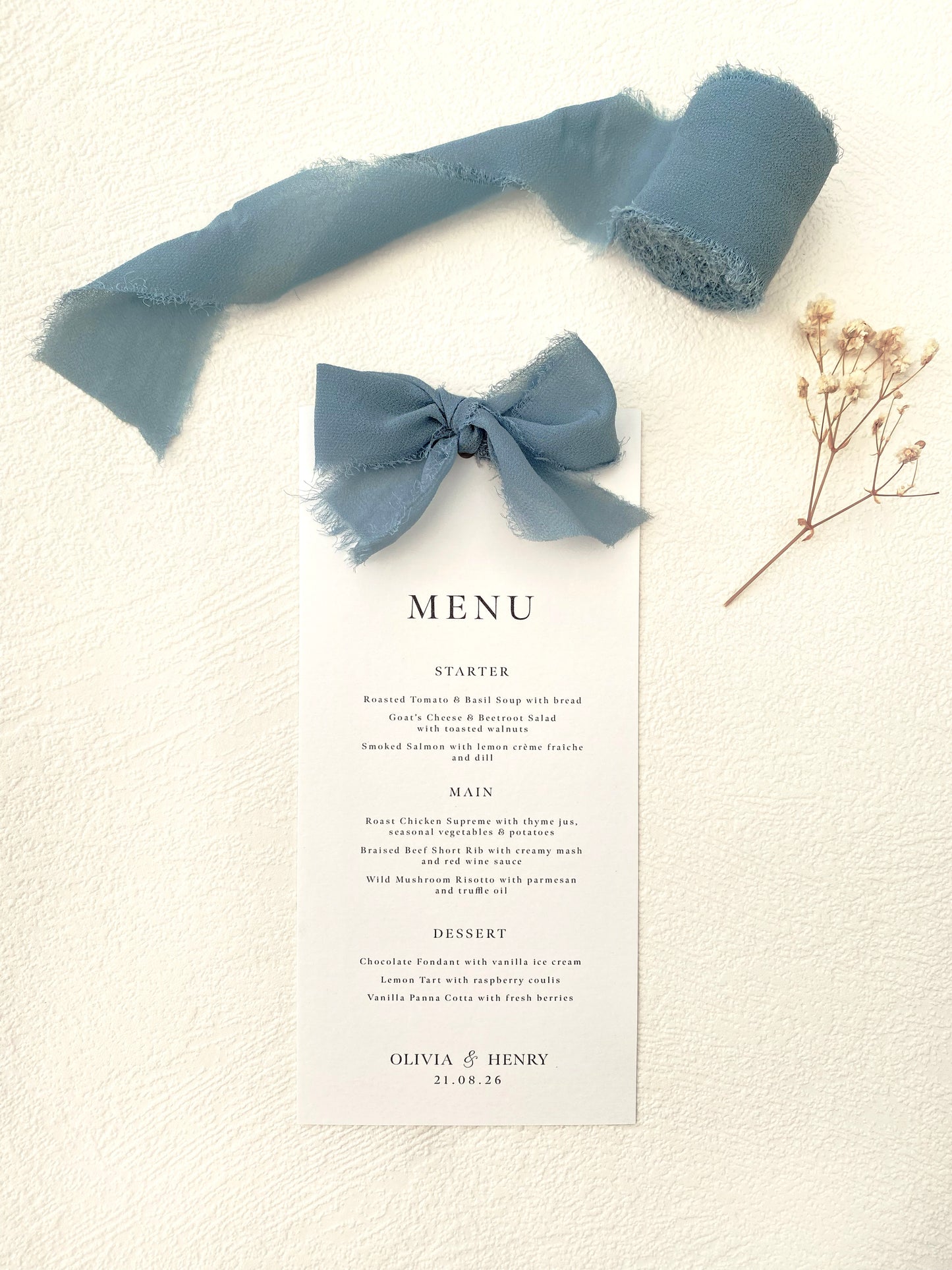 Ribbon Wedding Menu Cards