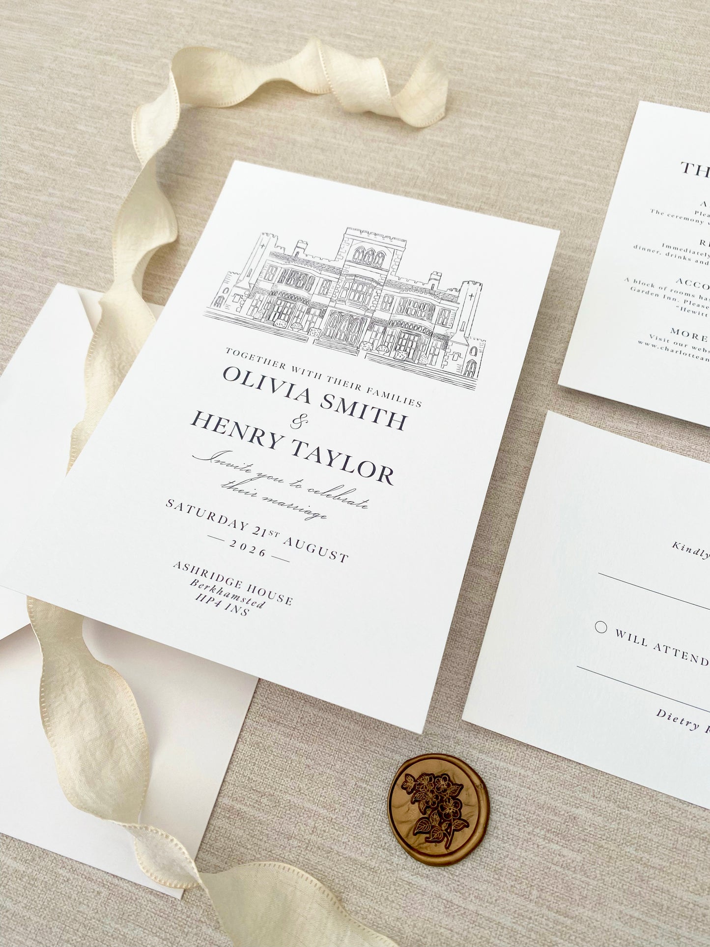 Wedding Venue Illustration Invitation Suite - Bella
