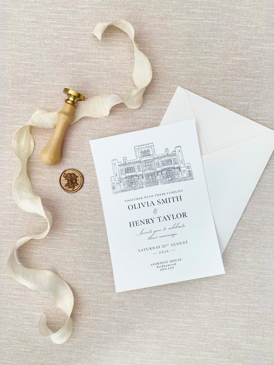 Wedding Venue Illustration Invitation Suite - Bella