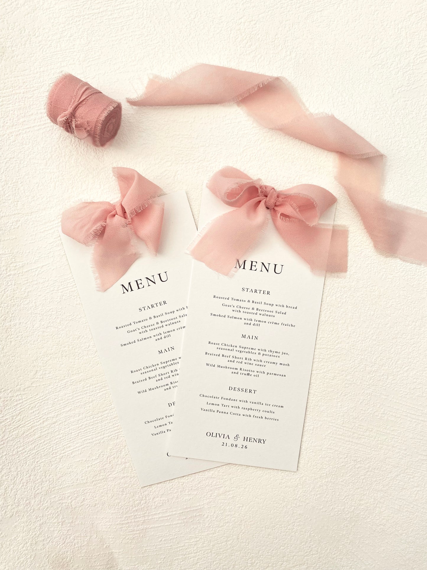 Ribbon Wedding Menu Cards