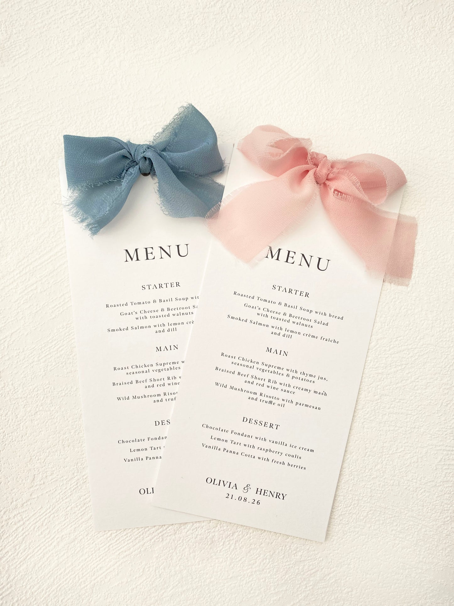 Ribbon Wedding Menu Cards